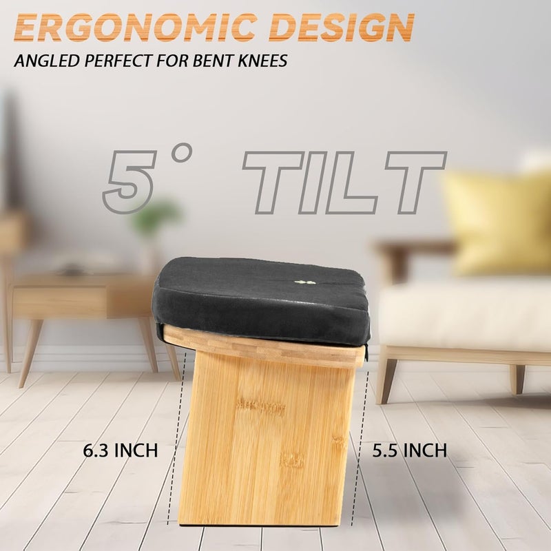 Estleys Meditation Bench, Bamboo Meditation Stool, Folding Kneeling Meditation Bench, Seiza Prayer Bench, Prayer Bench with Meditation Cushion, Kneeling Stool (Black) - Image 5